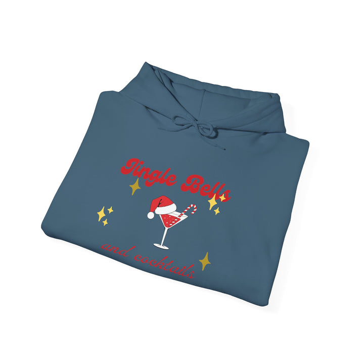 Jingle Bells and Cocktails Hoodie - Festive Unisex Heavy Blend Sweatshirt