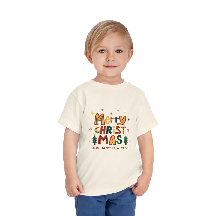 Toddler Christmas Tee — "Merry Christmas and Happy New Year" Holiday Shirt