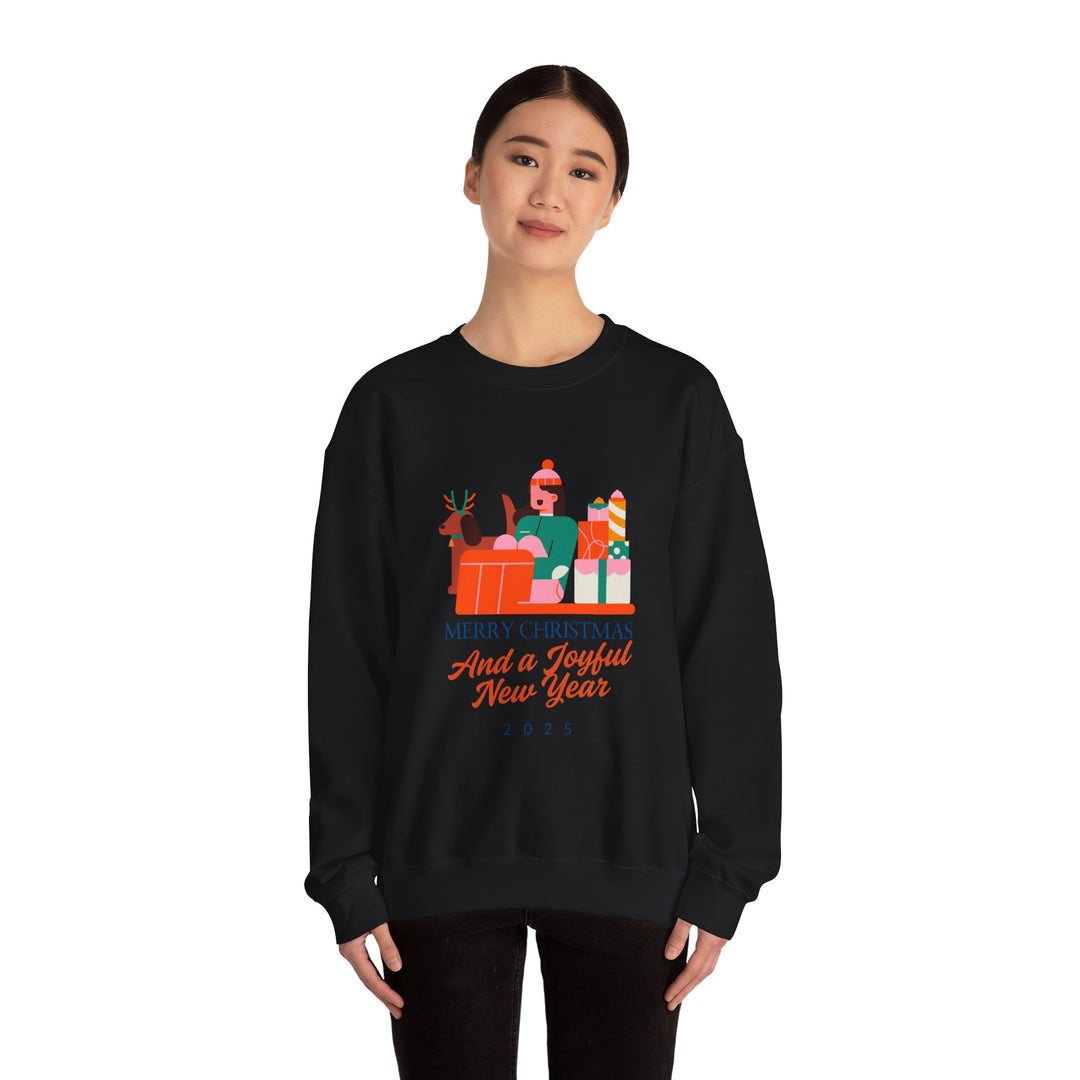 Christmas Crewneck Sweatshirt - "Merry Christmas and a Joyful New Year 2025" Holiday Sweatshirt