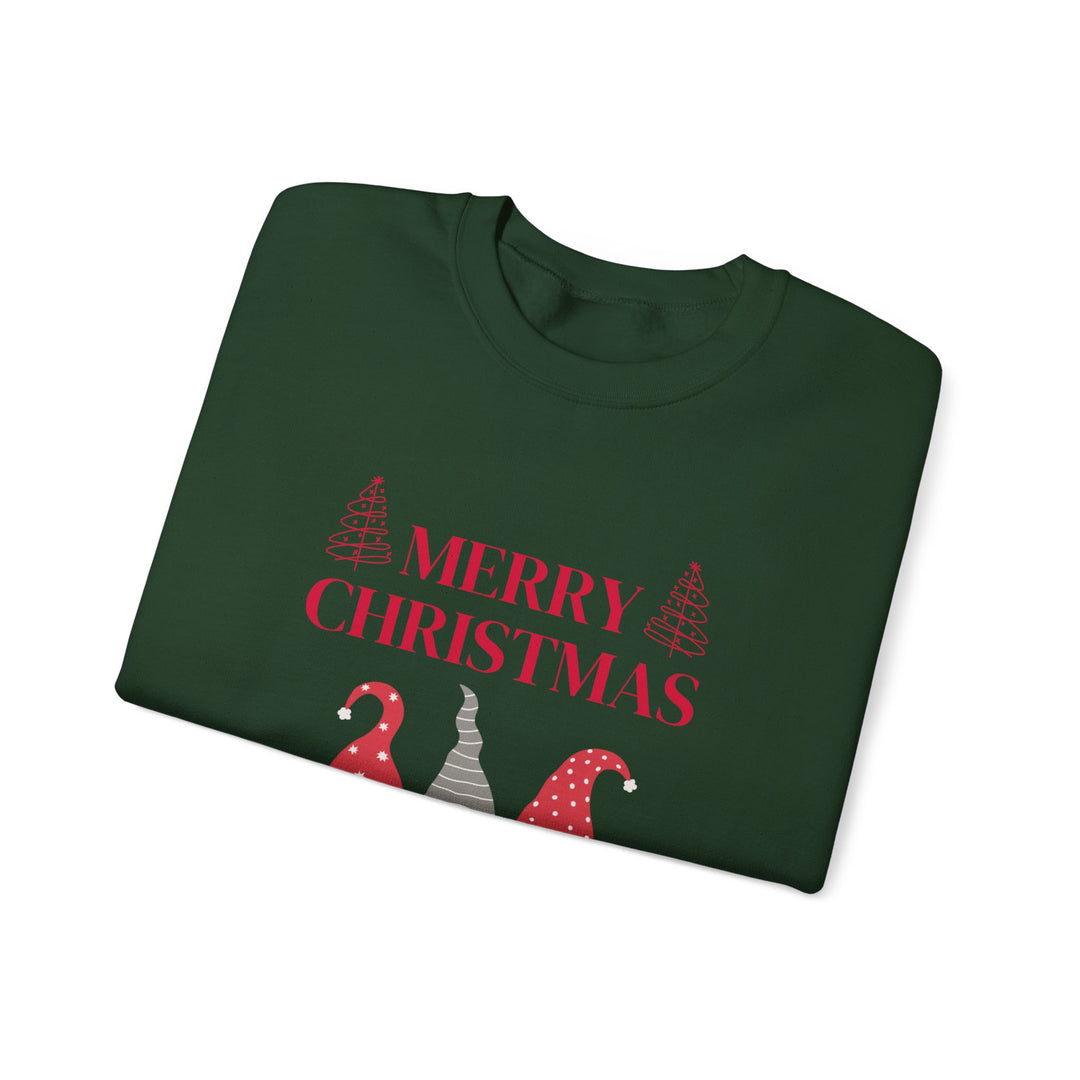 Christmas Gnome Crewneck Sweatshirt - "Merry Christmas and Happy New Year" Holiday Sweatshirt