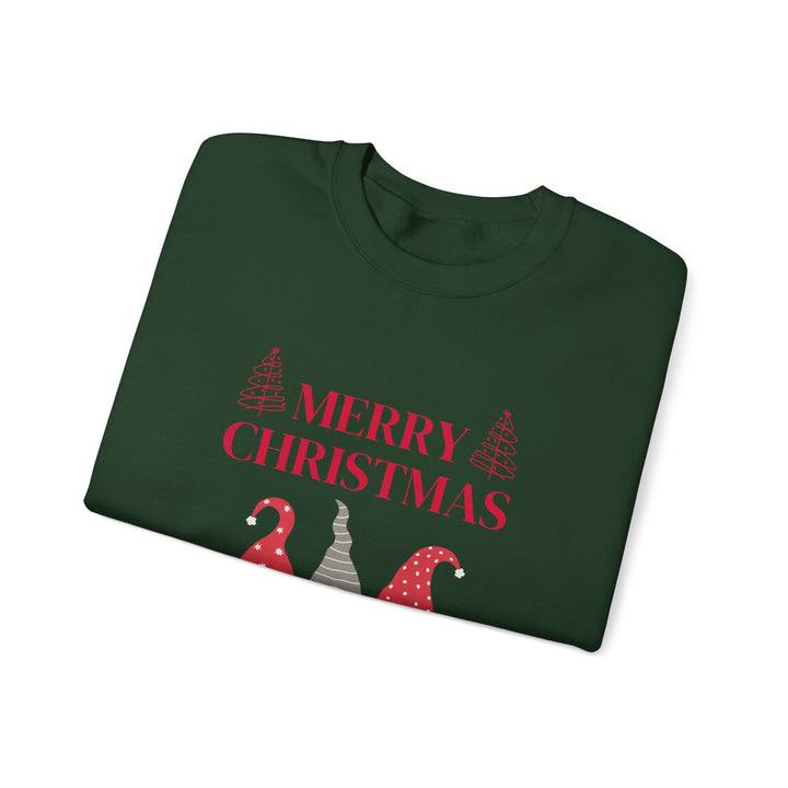 Christmas Gnome Crewneck Sweatshirt - "Merry Christmas and Happy New Year" Holiday Sweatshirt