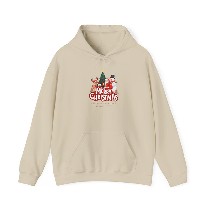 Christmas Crew Hoodie - 'Merry Christmas' Santa & Snowman Holiday Sweatshirt
