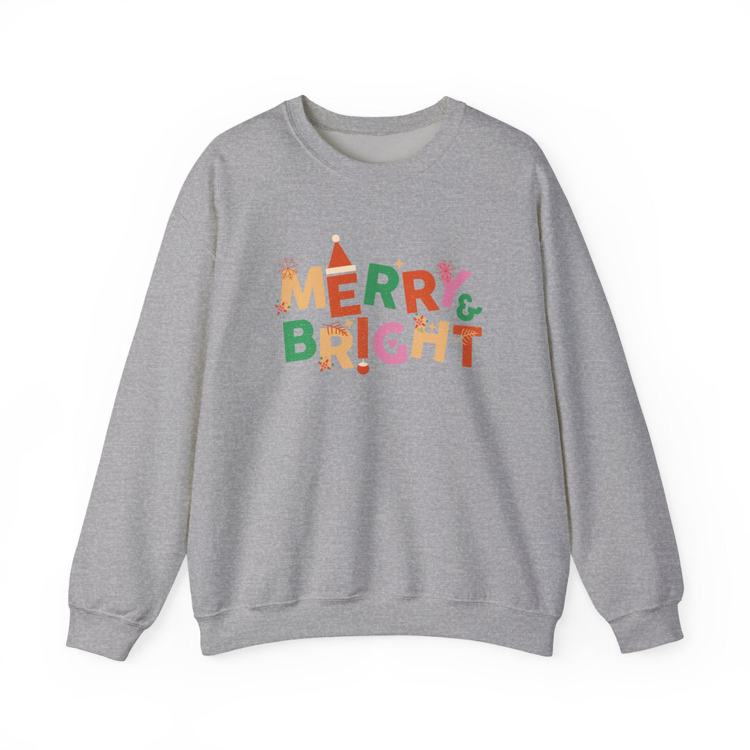 Merry & Bright Crewneck Sweatshirt — Colorful Holiday Christmas Sweater