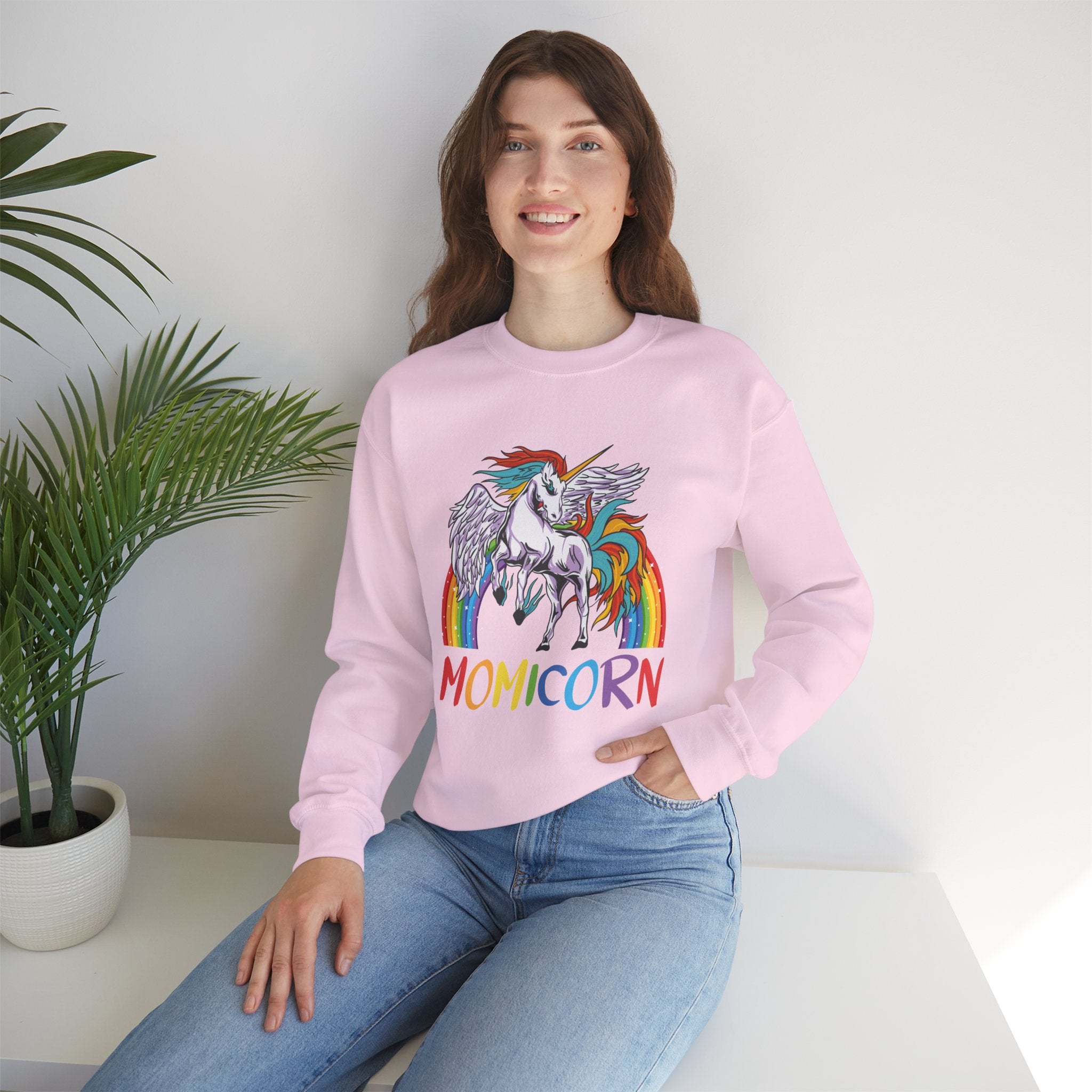 Mom Sweatshirt - Colorful MOMICORN Design