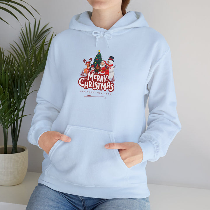 Christmas Crew Hoodie - 'Merry Christmas' Santa & Snowman Holiday Sweatshirt