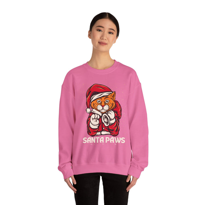 Santa Paws Unisex Heavy Blend Crewneck Sweatshirt - Cozy Festive Cat Design for Holiday Cheer