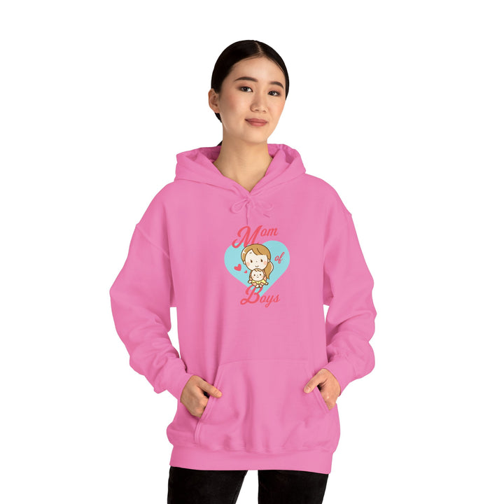 Mom's Unisex Hooded Sweatshirt - Mom of Boys Hoodie - Cute Graphic Hoodie for Mothers