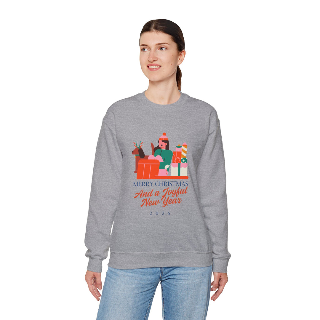 Christmas Crewneck Sweatshirt - "Merry Christmas and a Joyful New Year 2025" Holiday Sweatshirt
