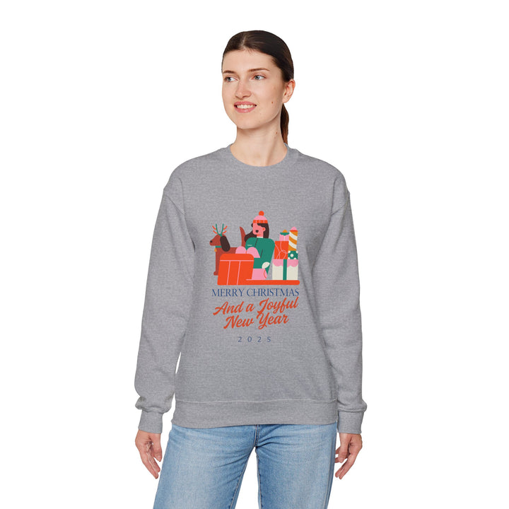 Christmas Crewneck Sweatshirt - "Merry Christmas and a Joyful New Year 2025" Holiday Sweatshirt