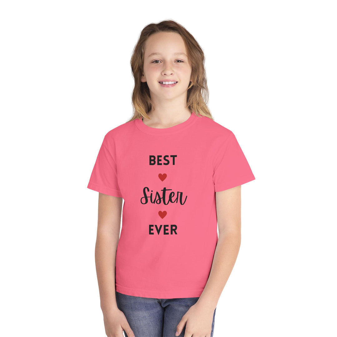 Best Sister Ever Youth Tee — Kids' Yellow 'Best Sister Ever' Heart T‑Shirt