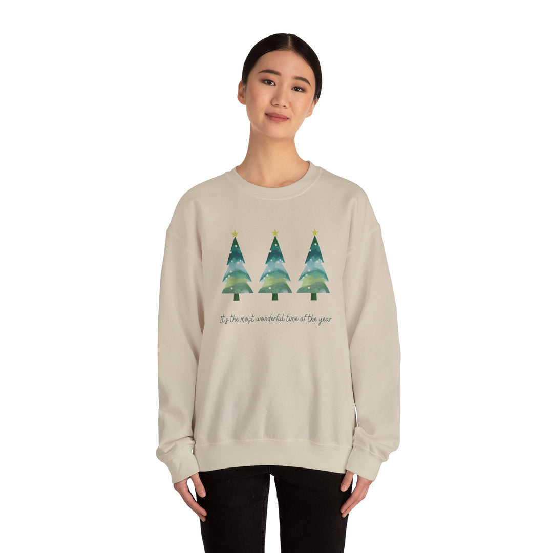 Christmas Tree Crewneck Sweatshirt — Cozy Holiday Trees Design