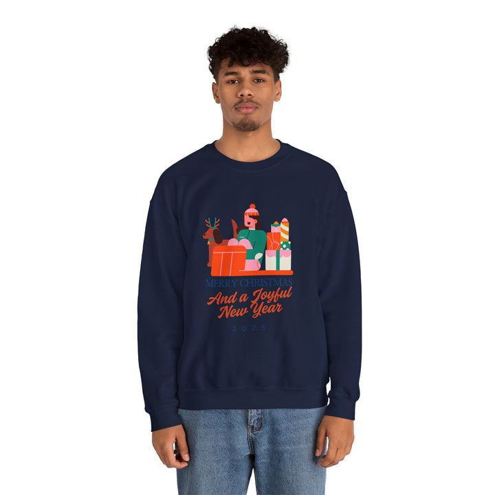 Christmas Crewneck Sweatshirt - "Merry Christmas and a Joyful New Year 2025" Holiday Sweatshirt