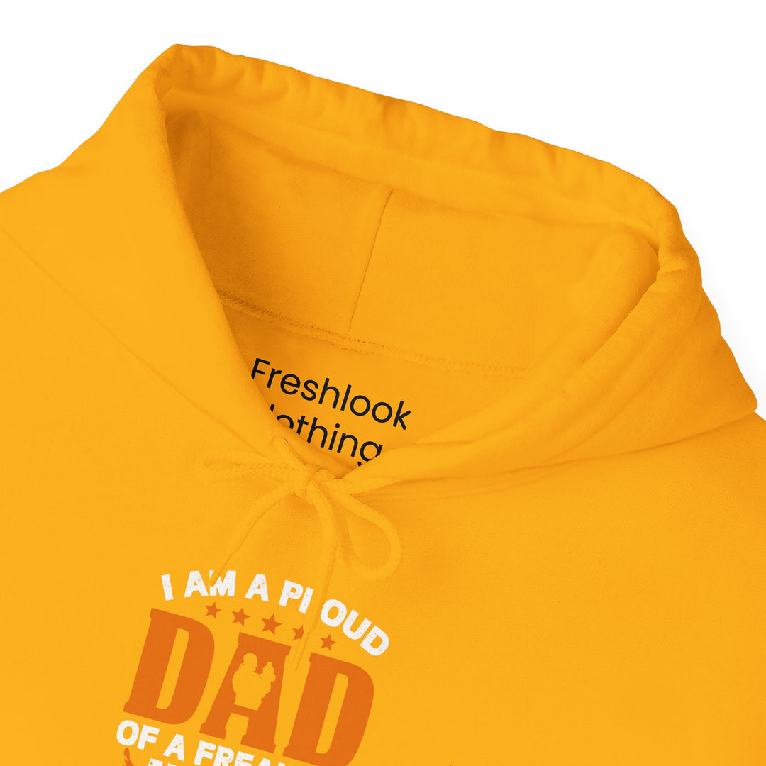 Dad’s Hooded Sweatshirt – I am Proud Dad Of a Freaking Awesome Son Design