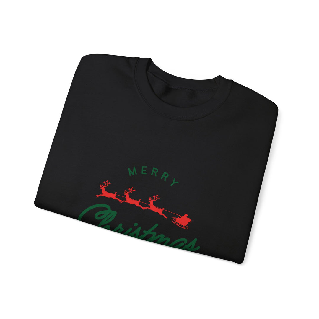 Christmas Crewneck Sweatshirt - 'Merry Christmas' Santa Sleigh Holiday Sweatshirt