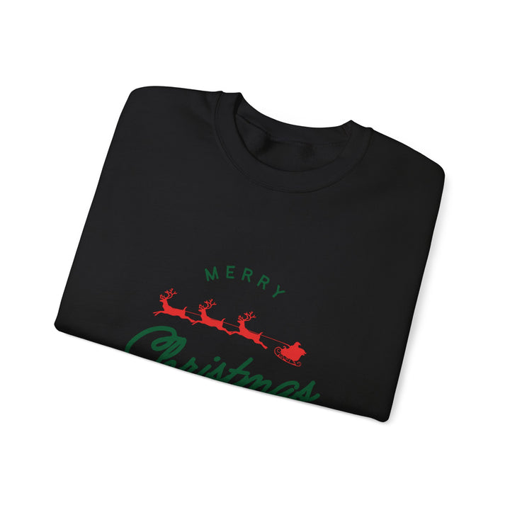 Christmas Crewneck Sweatshirt - 'Merry Christmas' Santa Sleigh Holiday Sweatshirt