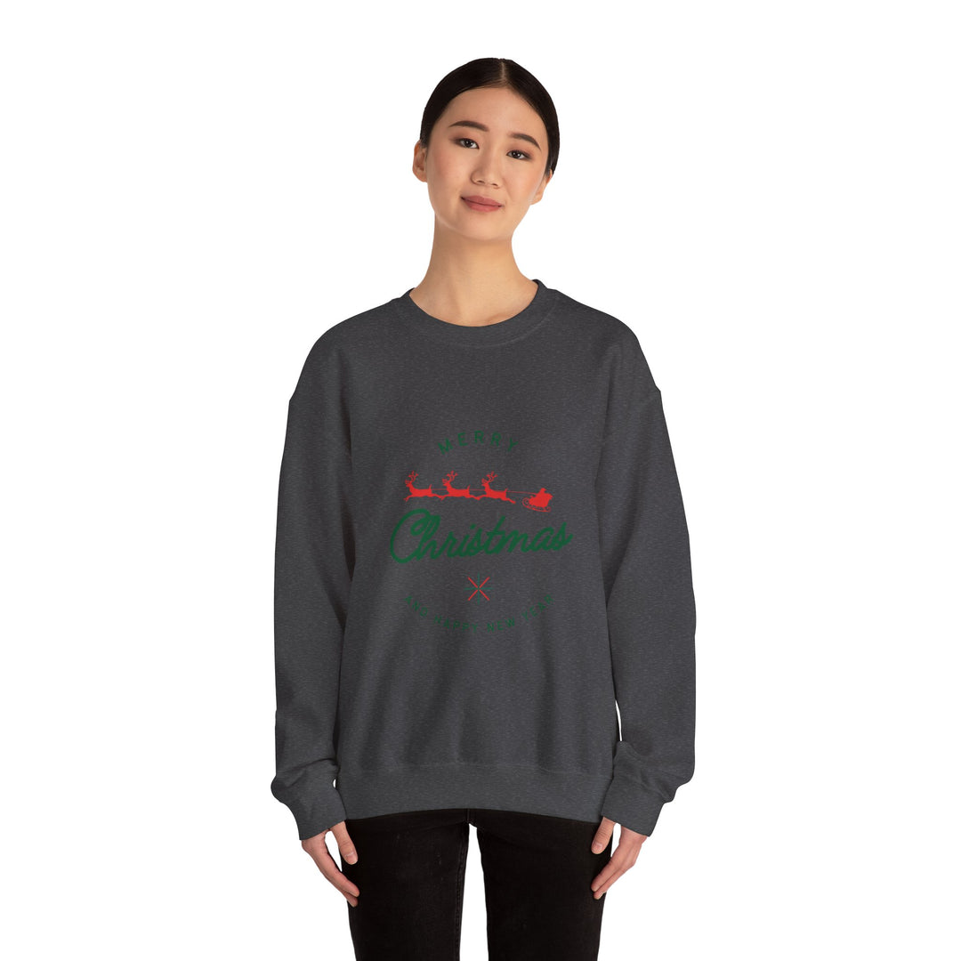 Christmas Crewneck Sweatshirt - 'Merry Christmas' Santa Sleigh Holiday Sweatshirt
