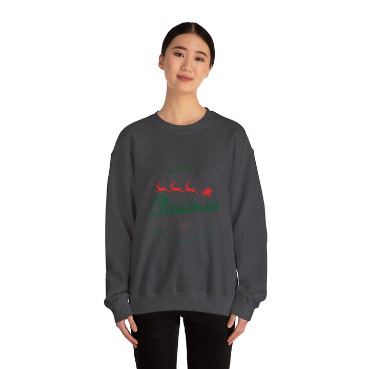 Christmas Crewneck Sweatshirt - 'Merry Christmas' Santa Sleigh Holiday Sweatshirt