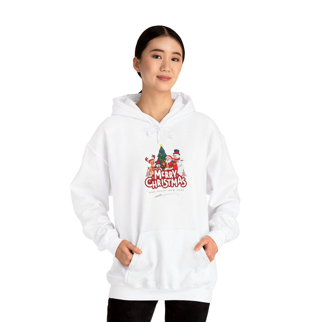 Christmas Crew Hoodie - 'Merry Christmas' Santa & Snowman Holiday Sweatshirt