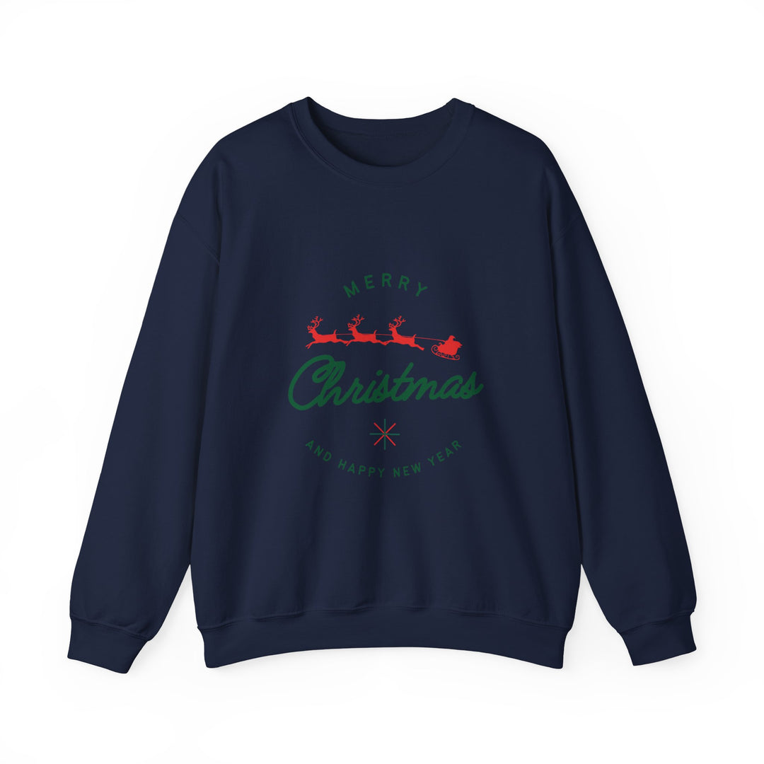 Christmas Crewneck Sweatshirt - 'Merry Christmas' Santa Sleigh Holiday Sweatshirt