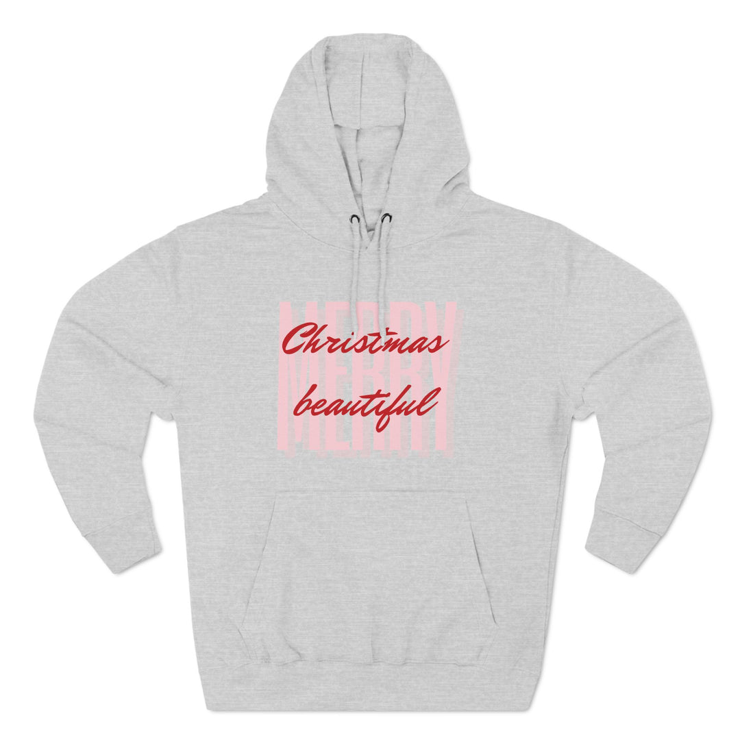 Three-Panel Fleece Hoodie, Merry Hoodie, Holiday Hoodie, Christmas Hoodie, Unisex Hoodie