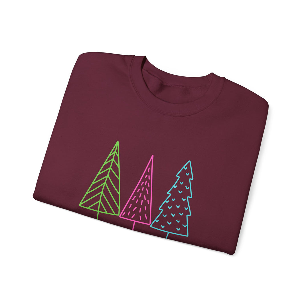 Christmas Crewneck Sweatshirt — Pastel 'Merry Christmas' Trees
