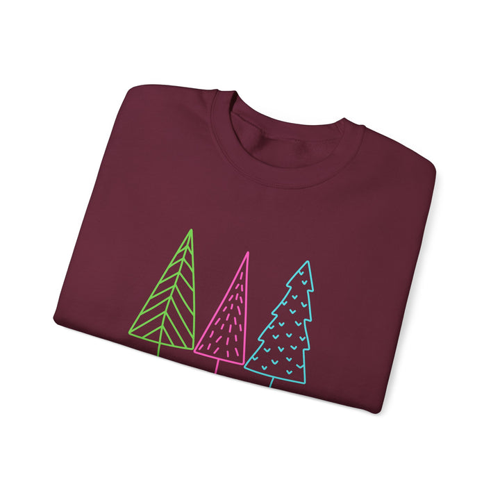 Christmas Crewneck Sweatshirt — Pastel 'Merry Christmas' Trees