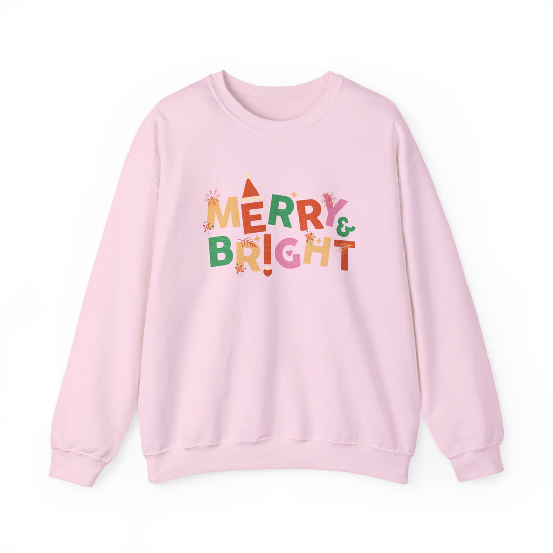 Merry & Bright Crewneck Sweatshirt — Colorful Holiday Christmas Sweater
