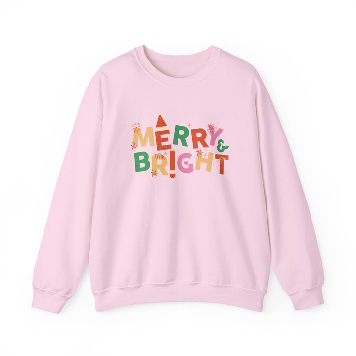 Merry & Bright Crewneck Sweatshirt — Colorful Holiday Christmas Sweater