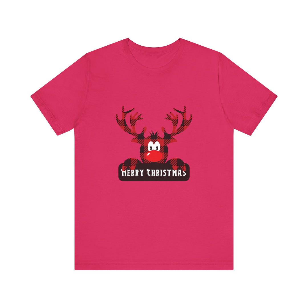 Merry Christmas Unisex Tee with Fun Reindeer Design