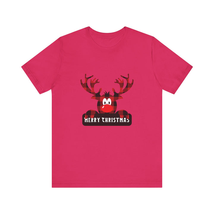 Merry Christmas Unisex Tee with Fun Reindeer Design