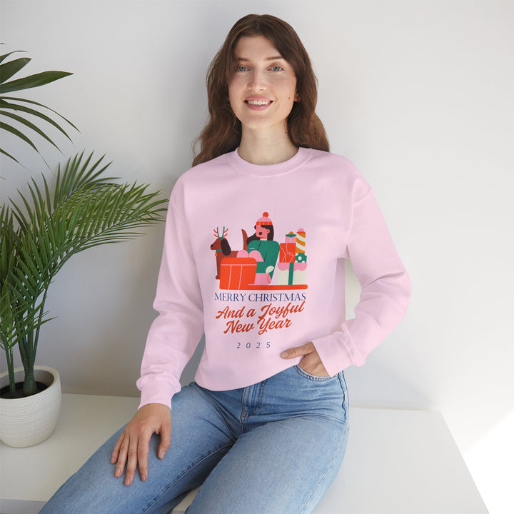 Christmas Crewneck Sweatshirt - "Merry Christmas and a Joyful New Year 2025" Holiday Sweatshirt