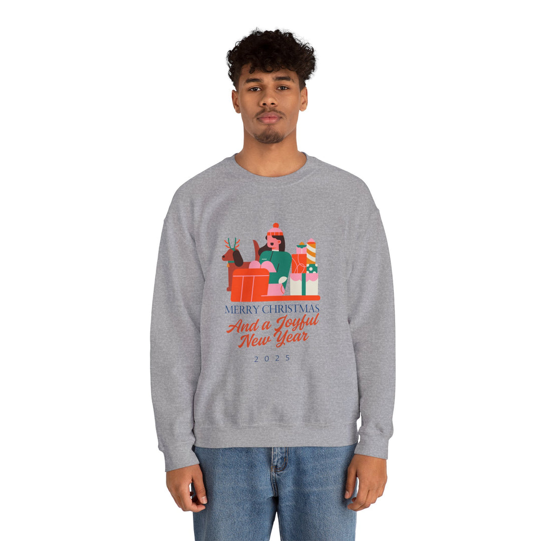 Christmas Crewneck Sweatshirt - "Merry Christmas and a Joyful New Year 2025" Holiday Sweatshirt