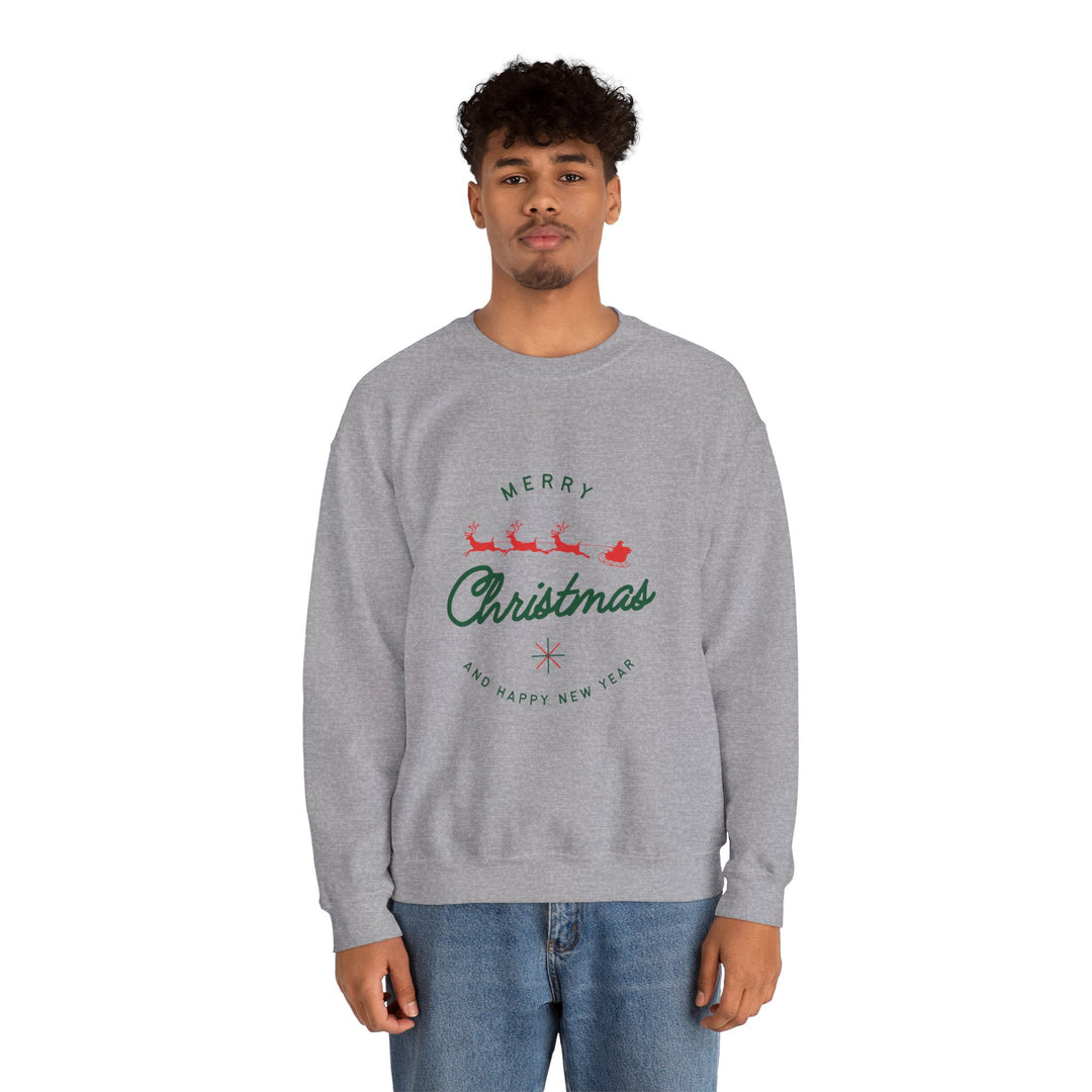 Christmas Crewneck Sweatshirt - 'Merry Christmas' Santa Sleigh Holiday Sweatshirt