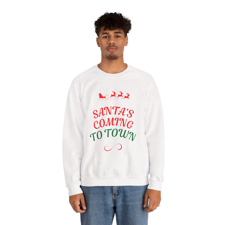Christmas Sweatshirt — "Santa's Coming to Town" Festive Crewneck