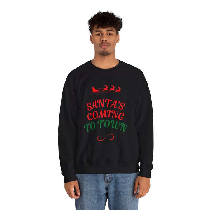 Christmas Sweatshirt — "Santa's Coming to Town" Festive Crewneck