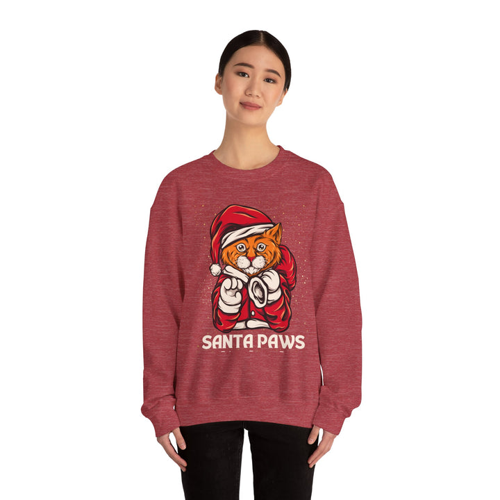 Santa Paws Unisex Heavy Blend Crewneck Sweatshirt - Cozy Festive Cat Design for Holiday Cheer