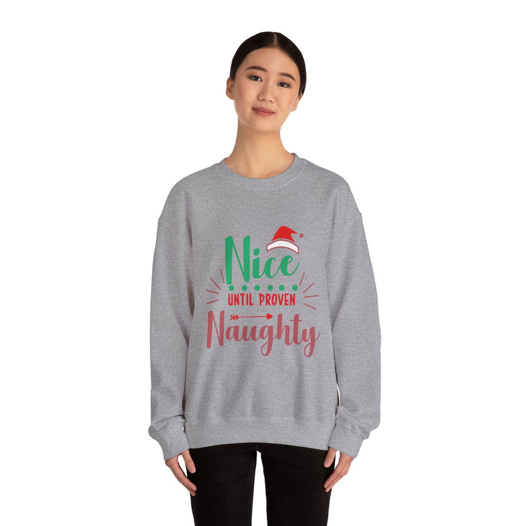 Christmas Sweatshirt “Nice Until Proven Naughty” Holiday Crewneck