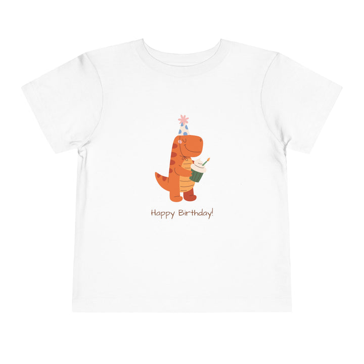 Toddler Tee — Cute Birthday Dinosaur "Happy Birthday" Shirt