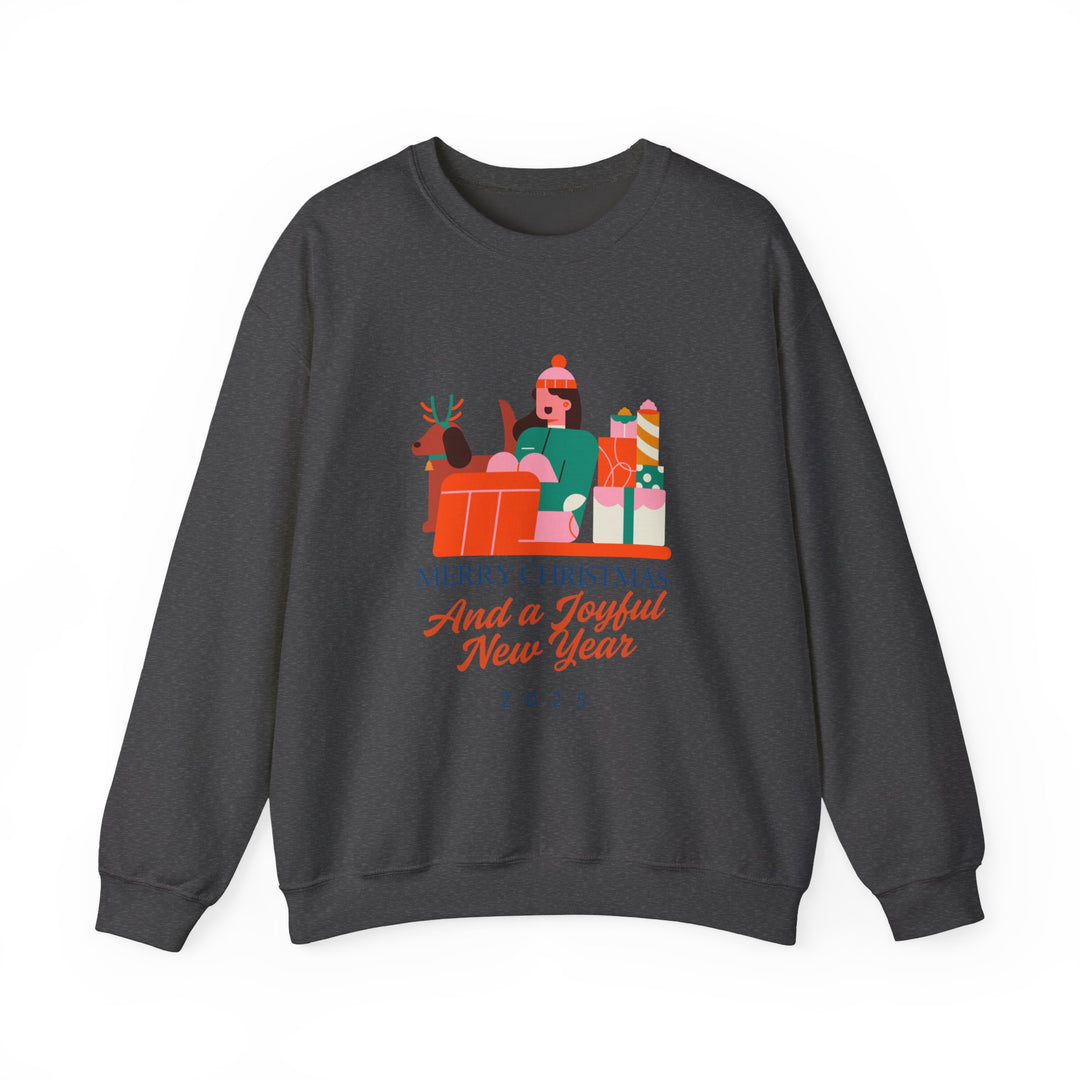 Christmas Crewneck Sweatshirt - "Merry Christmas and a Joyful New Year 2025" Holiday Sweatshirt