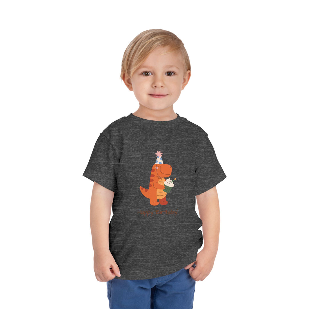 Toddler Tee — Cute Birthday Dinosaur "Happy Birthday" Shirt