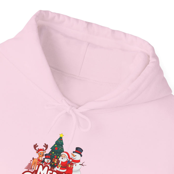 Christmas Crew Hoodie - 'Merry Christmas' Santa & Snowman Holiday Sweatshirt