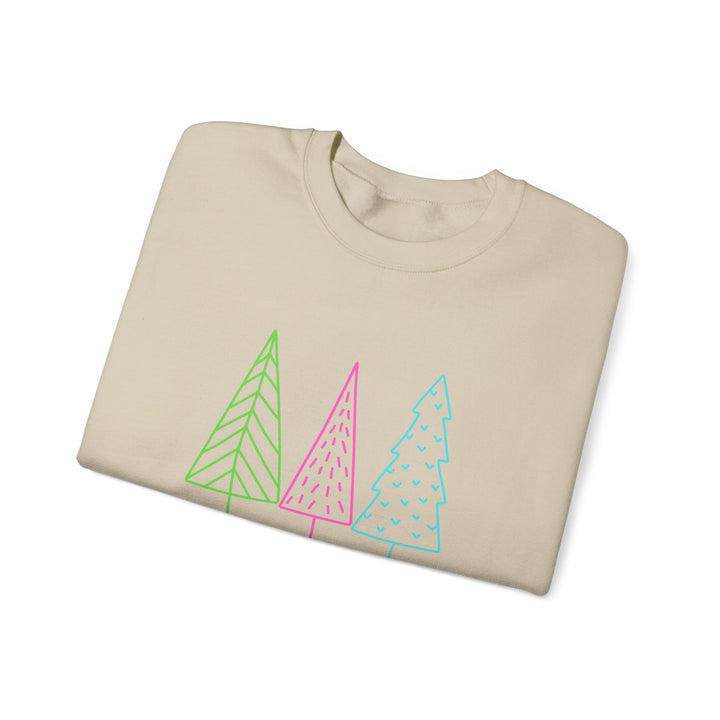 Christmas Crewneck Sweatshirt — Pastel 'Merry Christmas' Trees