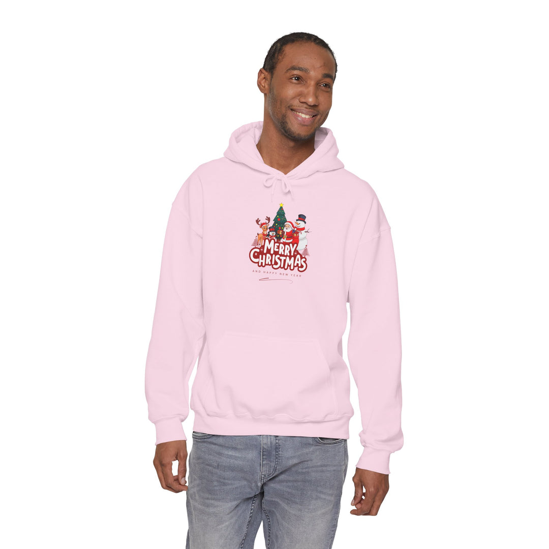 Christmas Crew Hoodie - 'Merry Christmas' Santa & Snowman Holiday Sweatshirt
