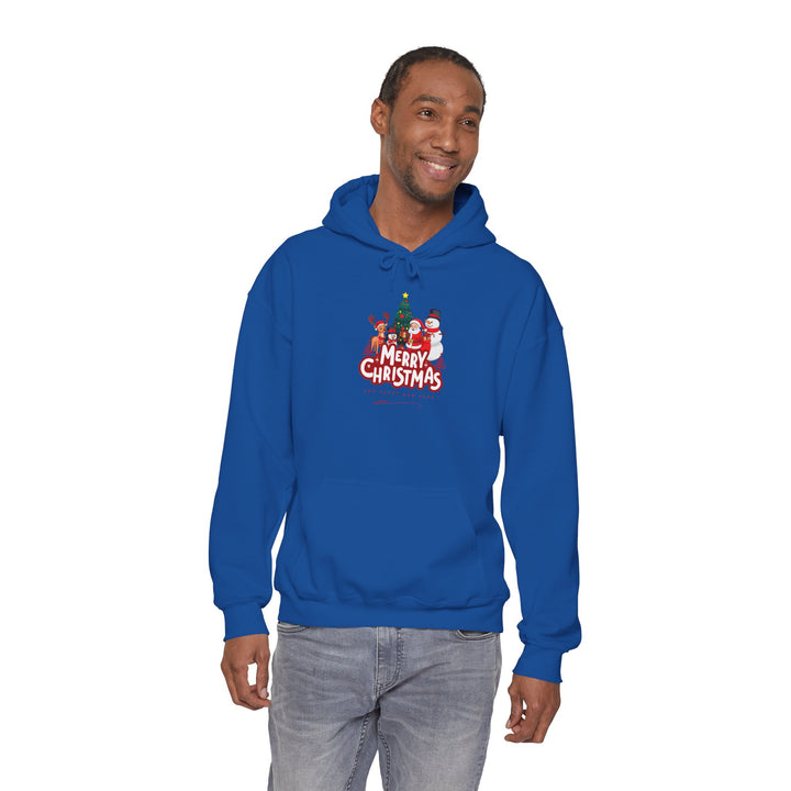Christmas Crew Hoodie - 'Merry Christmas' Santa & Snowman Holiday Sweatshirt