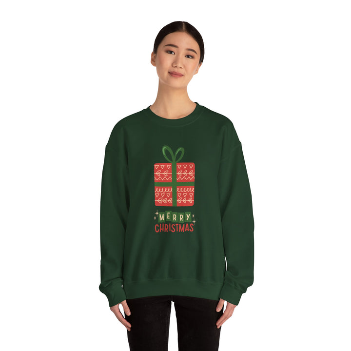 Christmas Present Sweatshirt – 'Merry Christmas' Holiday Crewneck