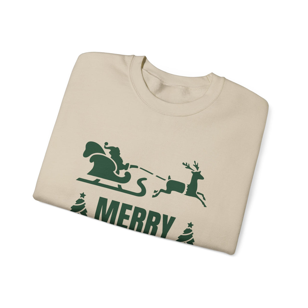 Christmas Sweatshirt - 'Merry Christmas and Happy New Year' Santa Sleigh Crewneck