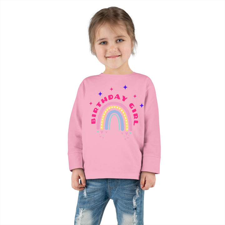 Birthday Girl Toddler Long Sleeve Tee — Rainbow Celebration