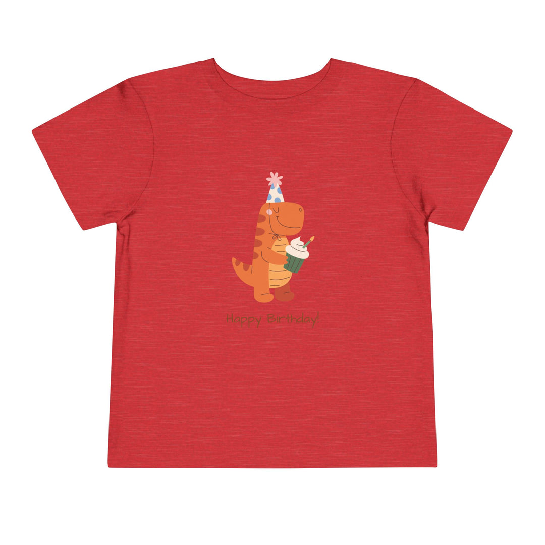 Toddler Tee — Cute Birthday Dinosaur "Happy Birthday" Shirt