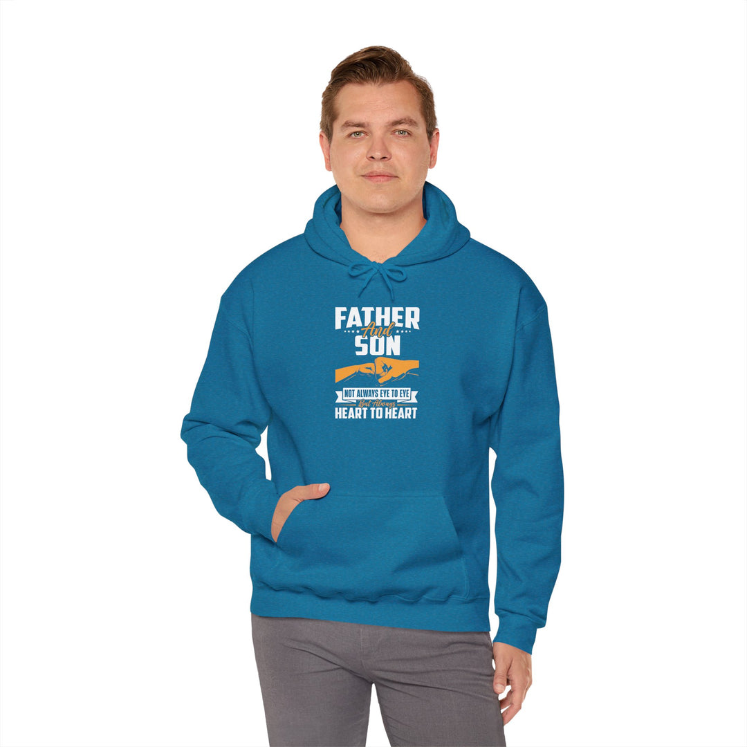 Dad’s Hooded Sweatshirt – Father and Son Not Always Eye to Eye But Always Heart to Heart Design