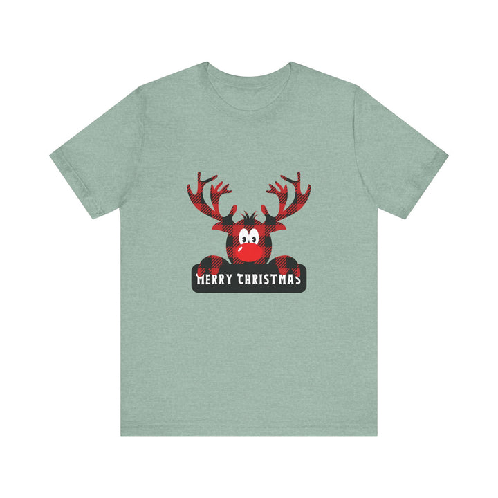 Merry Christmas Unisex Tee with Fun Reindeer Design